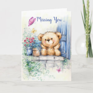Missing You, Schattige Beer bij Window Looking But Kaart
