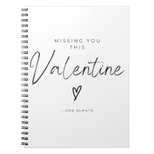 Missing You This Valentine Script Heart Notitieboek (Voorkant)