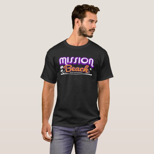 Mission Beach California Surf Surfboard lifestyle T-shirt (Voorkant volledig)