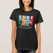 Mission Beach California Surf Surfboard Retro Vin T-shirt (Voorkant)