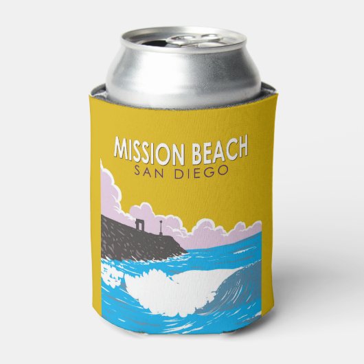 Mission Beach California Travel Art Vintage Blikjeskoeler (Blikje Voorkant)