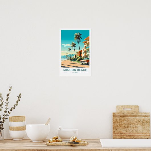 Mission Beach California Travel Print (Keuken)