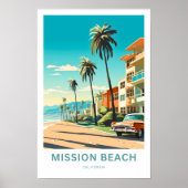 Mission Beach California Travel Print (Voorkant)