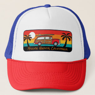Mission Beach, California Woody Trucker Hat Trucker Pet