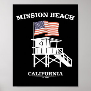 Mission Beach Shirt Retro San Diego Californië Bea Poster