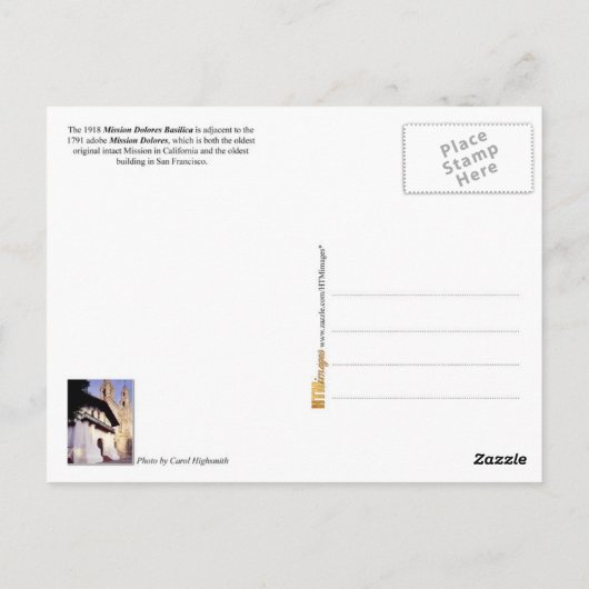 Mission Dolores, San Francisco, Californië Briefkaart (Achterkant)