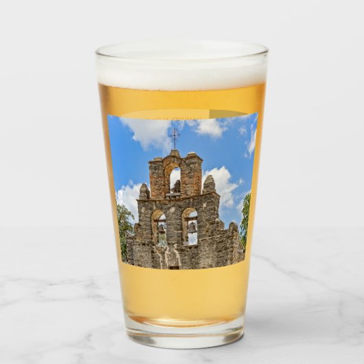 Mission Espada, San Antonio, Texas, Beer Glass Glas (Voorkant gevuld)