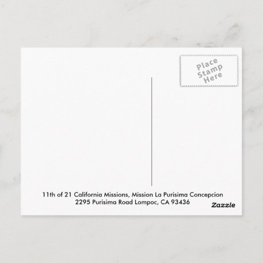 Mission La Purisima Concepcion Briefkaart (Achterkant)