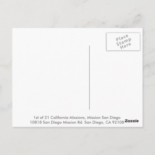 Mission San Diego Briefkaart (Achterkant)