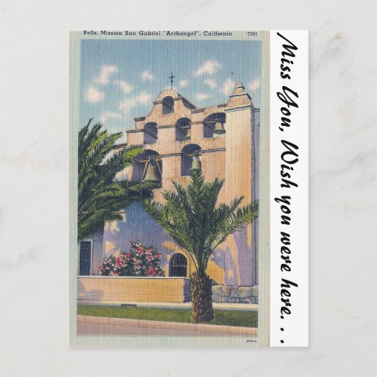 Mission San Gabriel, Californië Briefkaart (Voorkant)