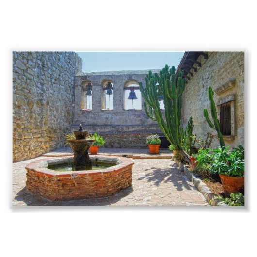 Mission San Juan Capistrano Courtyard Foto Afdruk (Voorkant)