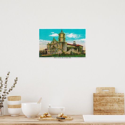 Mission San Luis, Rey de FranciaOceanside, CA Poster (Keuken)