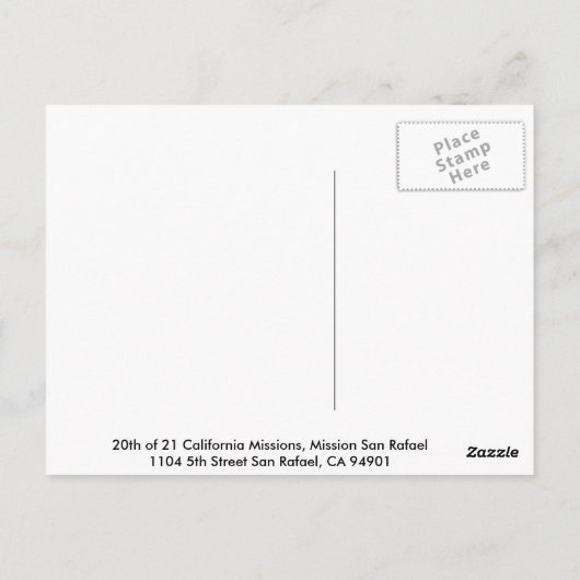 Mission San Rafael Briefkaart (Achterkant)