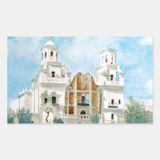 Mission San Xavier del Bac Rechthoekige Sticker (Voorkant)