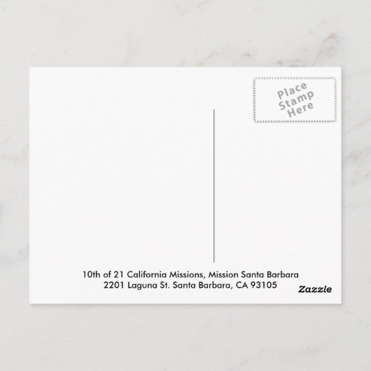 Mission Santa Barbara Briefkaart (Achterkant)
