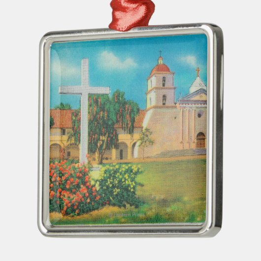 Mission Santa Barbara Uitzicht Metalen Ornament (Links)