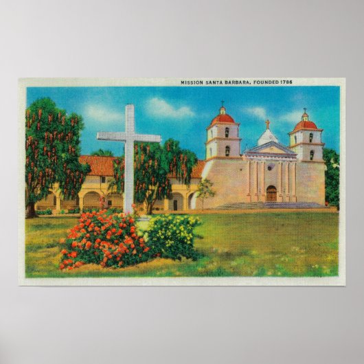 Mission Santa Barbara Uitzicht Poster (Voorkant)