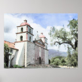 Mission Santa Barbara Waterverf Print (Voorkant)