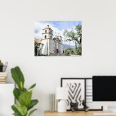 Mission Santa Barbara Waterverf Print (Thuiskantoor)