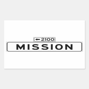 Mission St., San Francisco Street Sign Rechthoekige Sticker
