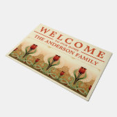  Mission Style Red Tulip Frieze Doormat Deurmat (Schuin)