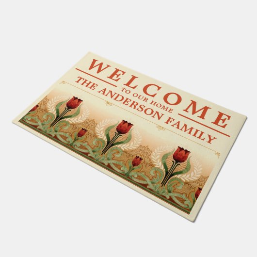  Mission Style Red Tulip Frieze Doormat Deurmat (Schuin)