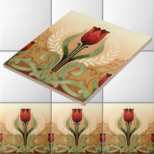  Mission Style Red Tulip Frieze Tegeltje