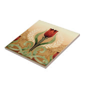  Mission Style Red Tulip Frieze Tegeltje (Zijkant)