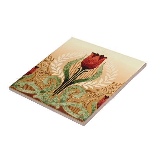  Mission Style Red Tulip Frieze Tegeltje (Zijkant)