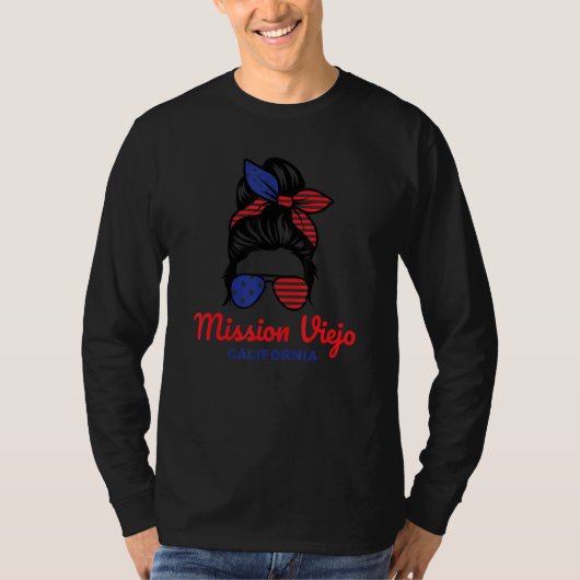Mission Viejo California Retro Messy Bun T-shirt (Voorkant)