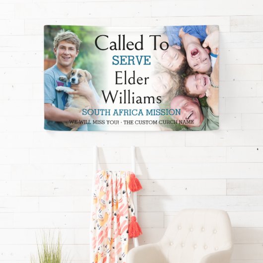 Missionair afscheid geroepen om 2 fotobanner te se spandoek (Insitu)