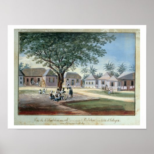 Missionaire gebouwen, St. Johns, Antigua (w/c en Poster (Voorkant)