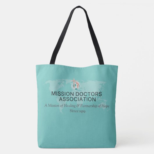 Missionaire Life Quote Blauwgroen Canvas tas (Achterkant)
