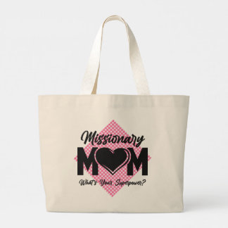 Missionaire mam LDS Mormon mam roze check Canvas t Grote Tote Bag