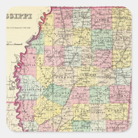 Mississippi 10 vierkante sticker (Voorkant)