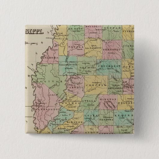 Mississippi 11 vierkante button 5,1 cm (Voorkant)
