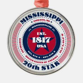 Mississippi 20ste staat kerstversiering metalen ornament