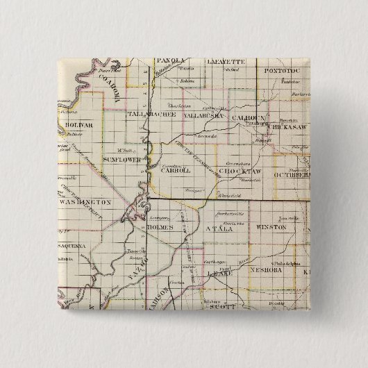 Mississippi 7 vierkante button 5,1 cm (Voorkant)