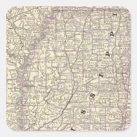 Mississippi 9 vierkante sticker (Voorkant)