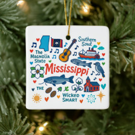 Mississippi Aangepaste Familie Reis Kerstmis Keramisch Ornament