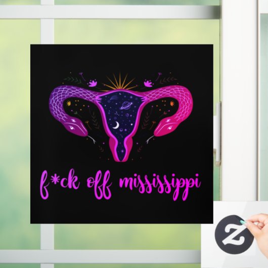 Mississippi Abortion Ban Celestial Uterus Protest Raamsticker (Huis)