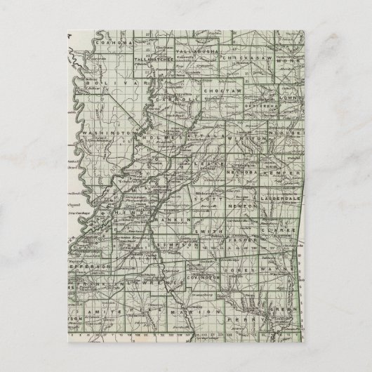 Mississippi Atlas Map Briefkaart (Voorkant)