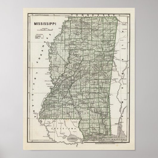 Mississippi Atlas Map Poster (Voorkant)
