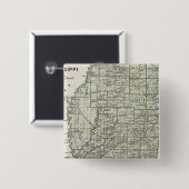 Mississippi Atlas Map Vierkante Button 5,1 Cm (Voorkant /achterkant)