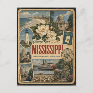 Mississippi Authentieke Vintage Stijl Ansichtkaart Briefkaart