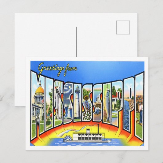 Mississippi  Big Letters Briefkaart (Voorkant / Achterkant)