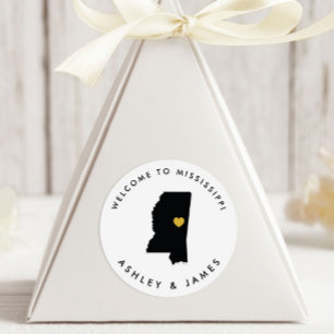 Mississippi Bruiloft Welkom Sticker Label Goud Zwa
