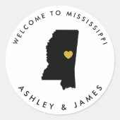 Mississippi Bruiloft Welkom Sticker Label Goud Zwa (Voorkant)