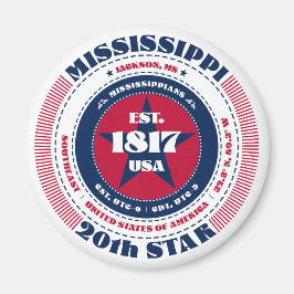 Mississippi Cirkel Typografie Souvenir Magneet