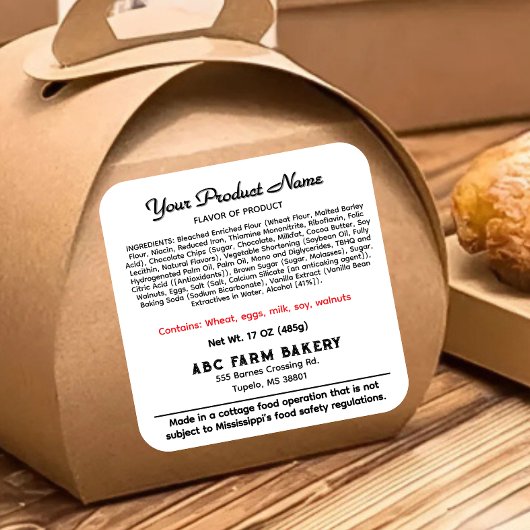 Mississippi cottage food label